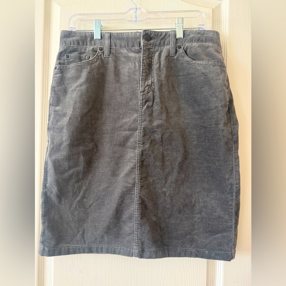 L.L. Bean Charcoal Corduroy Skirt